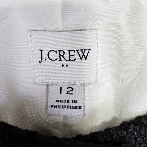 $228 J.Crew Tweed Lady Jacket Womens 12 Black White Preppy Blazer Gold Crested - Picture 12 of 16